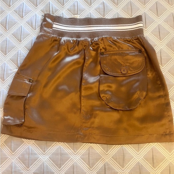 Y2K H&M 100% Silk Brown Mini Skirt - Picture 3 of 13